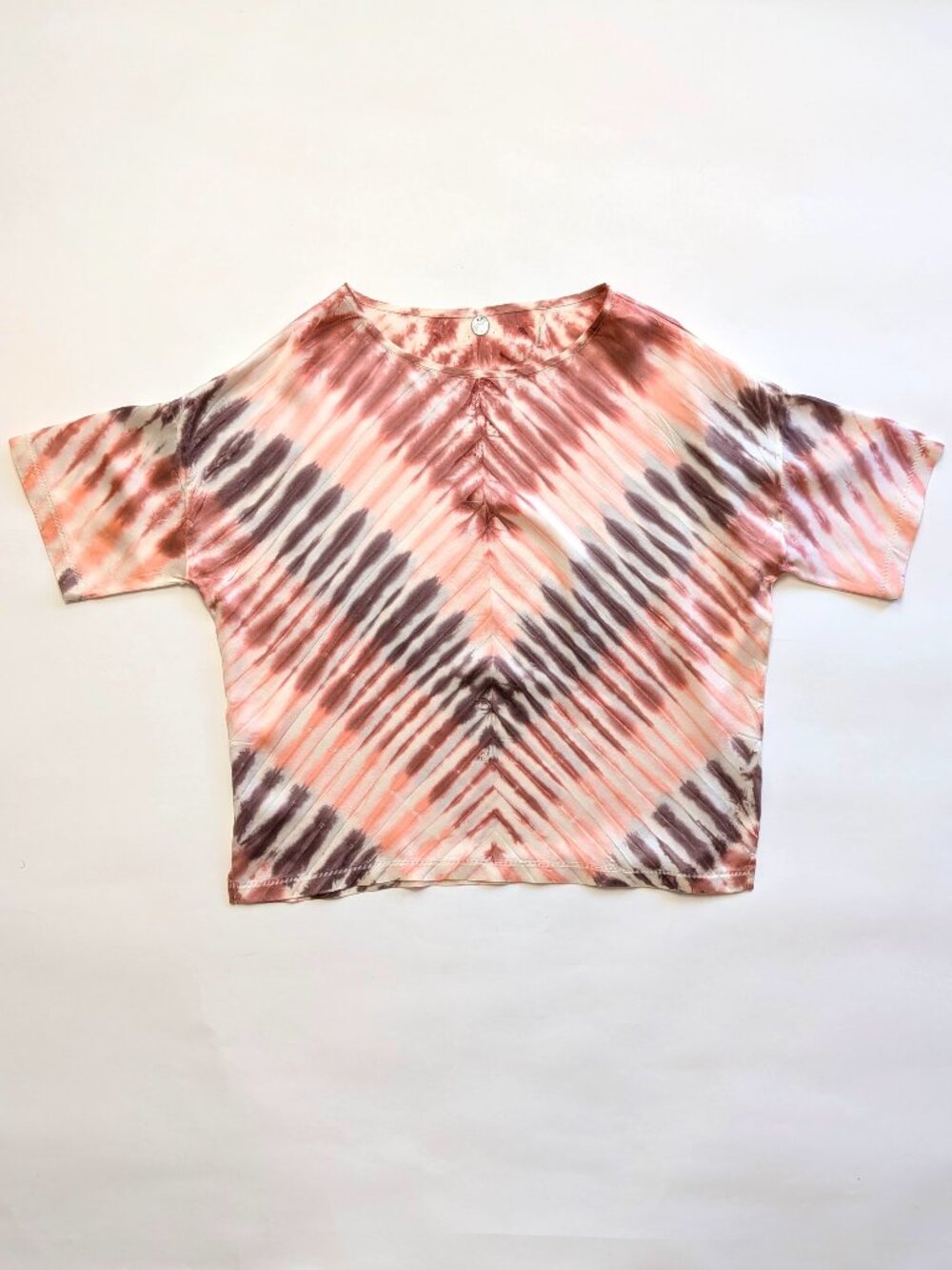 Margaret O'Leary Silk Shibori Tie Dye Boxy Top Boat Neck Blouse Size XS